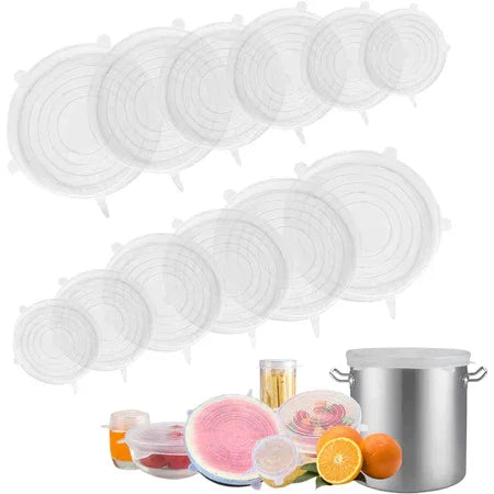 12 Peças Tampas Panela Silicone Reutilizável
