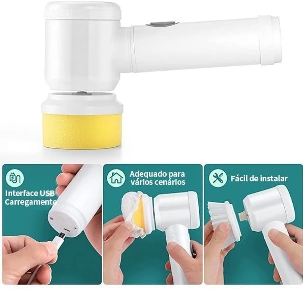 Kit escova Elétrica de Limpeza 5 em 1