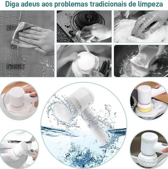 Kit escova Elétrica de Limpeza 5 em 1