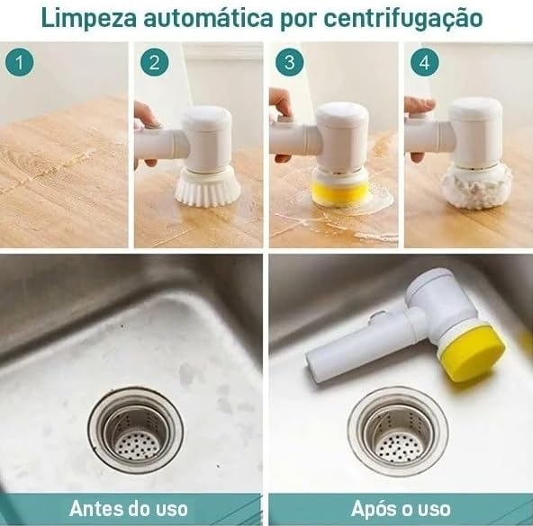 Kit escova Elétrica de Limpeza 5 em 1