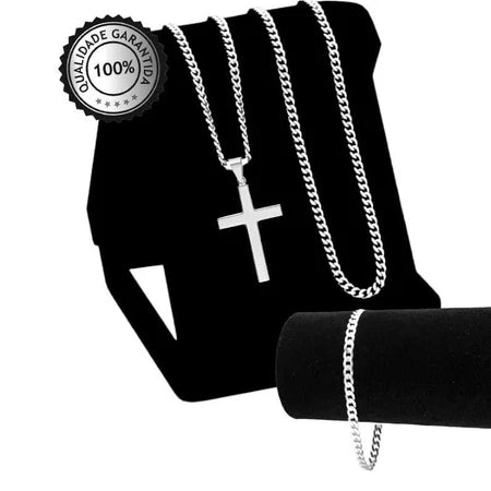 Relógio Masculino Aço inox + Pulseira e Pingente