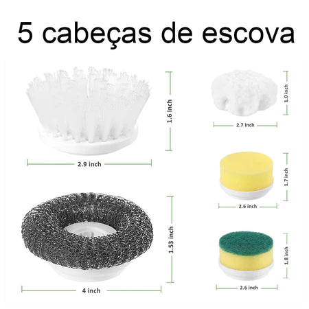 Kit escova Elétrica de Limpeza 5 em 1